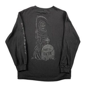 Sketchy Tank Long Sleeve T-Shirt Mens Medium Black Party's Over Skull Streetwear